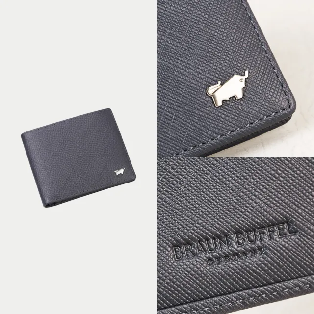 【BRAUN BUFFEL 德國小金牛】台灣總代理 尚恩A 8卡男夾-藍色(BF354-313-NY)