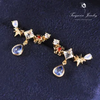 【Turquoise Jewelry】清新氣質仲夏夜之夢精緻鋯石S925銀鍍金細緻耳環(tqsm0011)