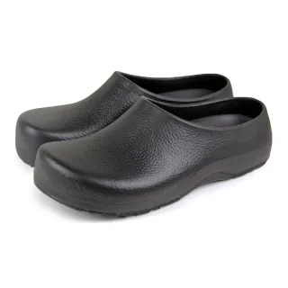 【Pretty】台灣製 男女 防水 廚師鞋 工作鞋 半拖鞋 包頭拖鞋 一體成型(黑色/23-29)