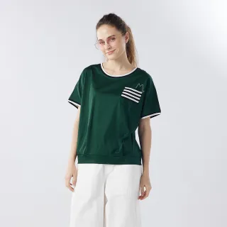 【Qiruo 奇若名品】春夏專櫃綠色上衣3049A 素面線條口袋(M-2XL)