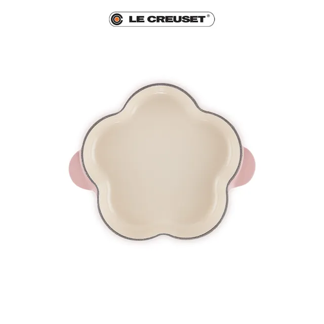 【Le Creuset】凡爾賽花園系列琺瑯鑄鐵鍋山茶花燉飯鍋20cm(甜心粉-金頭-內鍋白)