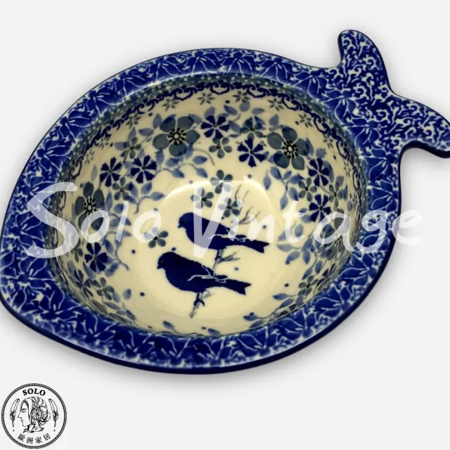 【SOLO 波蘭陶】波蘭製 CA 波蘭陶 15CM 魚型碗 雙藍鵲系列 CERAMIKA ARTYSTYCZNA