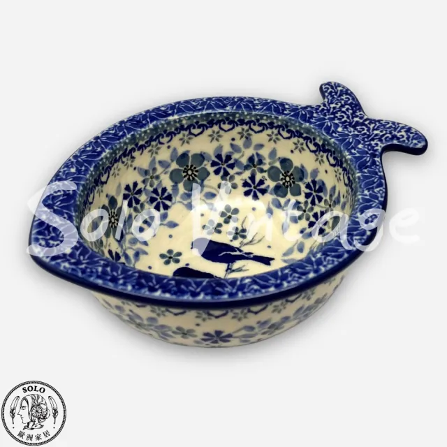 【SOLO 波蘭陶】波蘭製 CA 波蘭陶 15CM 魚型碗 雙藍鵲系列 CERAMIKA ARTYSTYCZNA