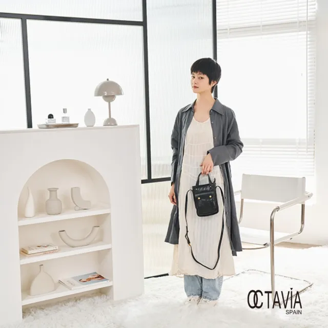【OCTAVIA 8】雙11 OCTAVIA8 真皮- 精靈 油蠟牛皮手提肩斜三用隨身手機包 - 靈動黑(OCTAVIA 8 20