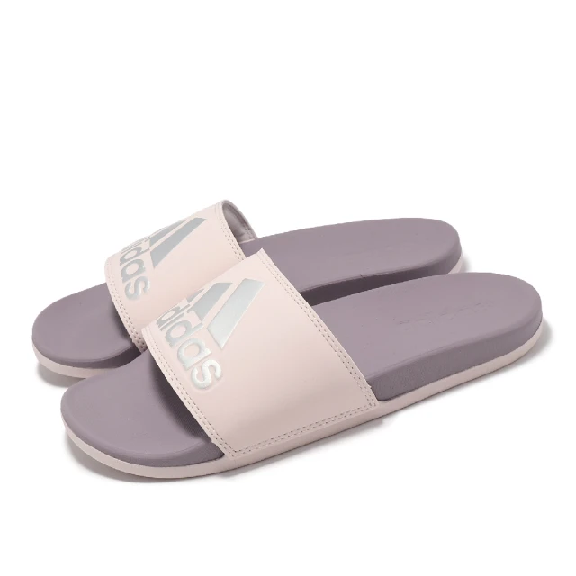 adidas 愛迪達 拖鞋 Adilette Comfort 女鞋 米白 紫 一體式 止滑 快乾 涼拖鞋 愛迪達(IG1273)