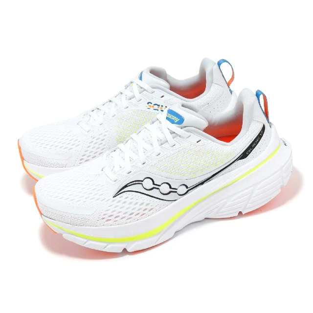 SAUCONY 索康尼 慢跑鞋 Guide 17 男鞋 白 橘 黃 緩衝 透氣 運動鞋 索康尼(S20936220)