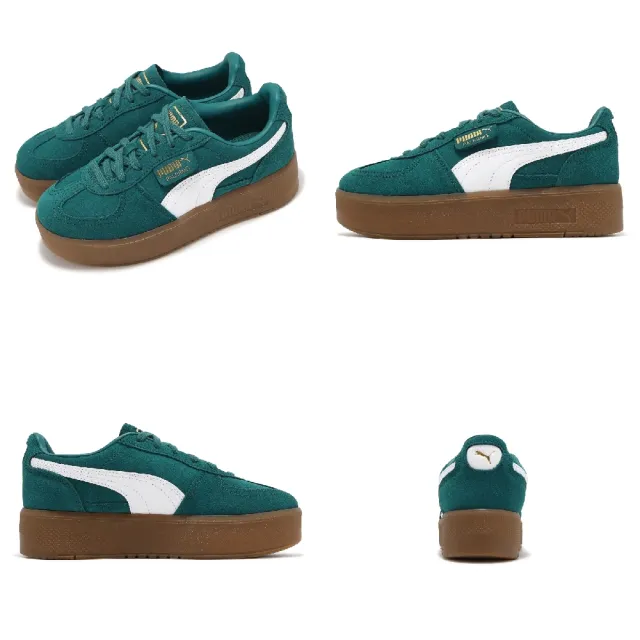 PUMA】德訓鞋Palermo Elevata Wns 女鞋綠白厚底膠底復古麂皮休閒鞋