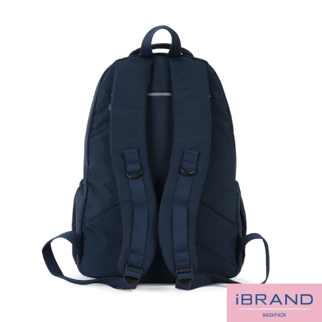 【iBrand】經典百搭超輕盈多口袋後背包-大(深海藍)