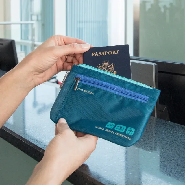 【Travelon】美國 RFID防盜證件包2件 藍 / 卡片夾 識別證夾 名片夾 RFID辨識 RFID