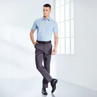 【MONTAGUT 夢特嬌】新手入門款 臺灣混紡棉 親膚合身免燙 藍色 537801-02(短袖襯衫)