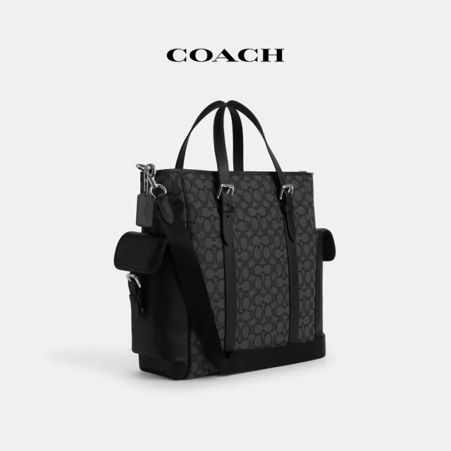 【COACH蔻馳官方直營】SPRINT經典Logo托特手袋-SV/木炭灰色/黑色(CR325)