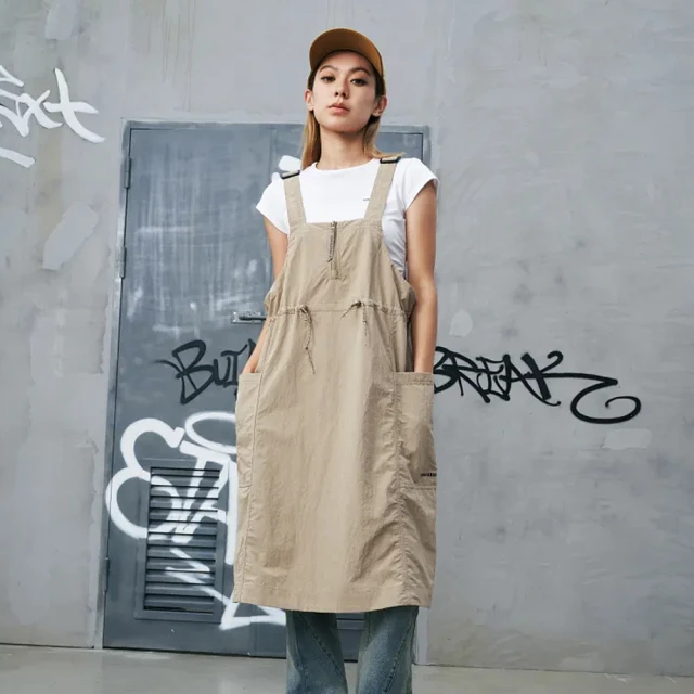 CONVERSE UTILITY BIB DRESS 春夏洋裝 工裝裙 女 卡其色(10027657-A01)