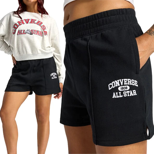 CONVERSE Retro Chuck Sports Short 女款 黑色 運動 休閒 短褲 10026776-A01