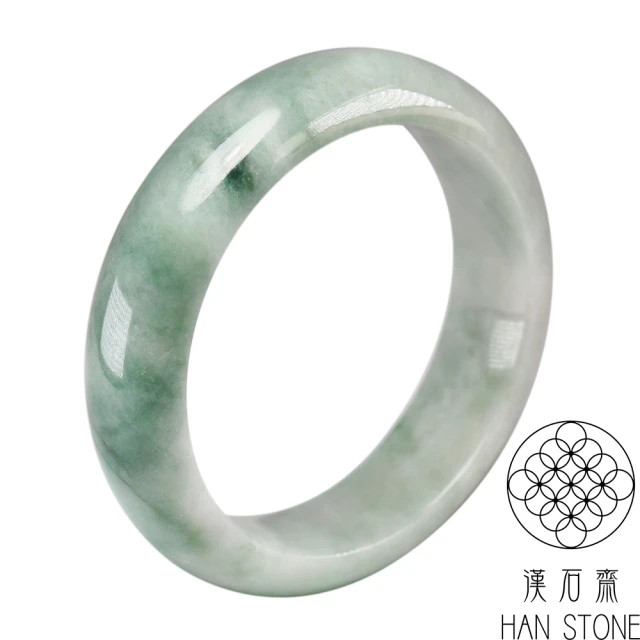 漢石齋 天然翡翠A貨 手鐲玉鐲 飄花種 福 利 品(手圍17.5/版寬15.4mm)