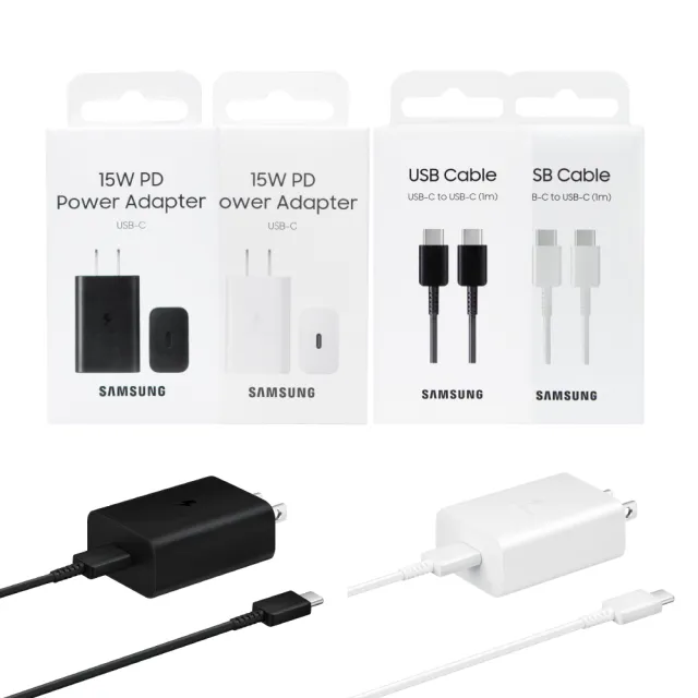 【Samsung 三星】原廠 15W快充旅充組1m - 盒裝(含充電器T1510+3A 雙Type C線DA705)