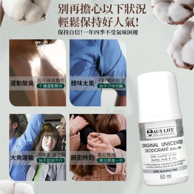 【AUS LIFE 澳思萊】無香低調體香劑60MLX2入組(抑味幫手 輕鬆保持好人氣)
