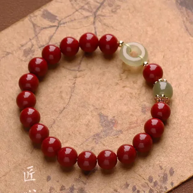 【桃花源創意工坊】硃砂手串與和田玉平安扣手鍊(手鍊)