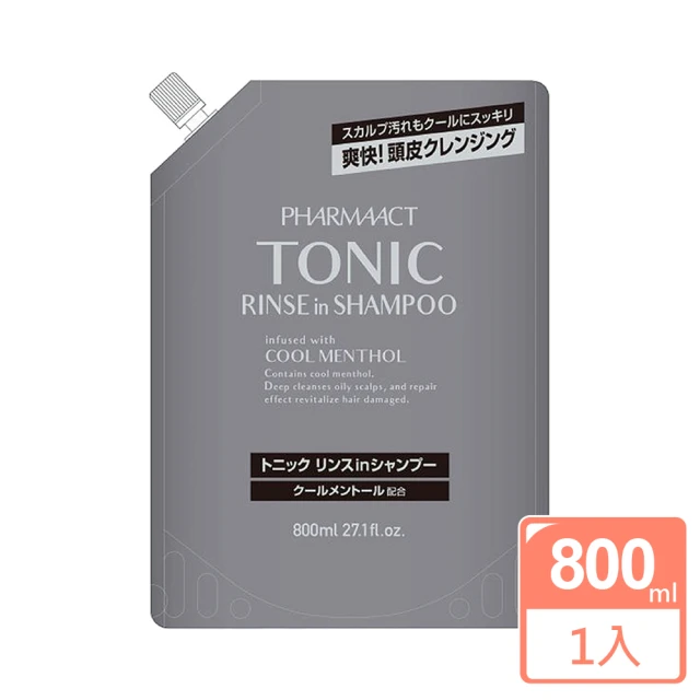 KUM 熊野 日本 TONIC 冰涼爽快洗髮精補充包 800ml(涼感/清爽/酷涼/平輸商品)