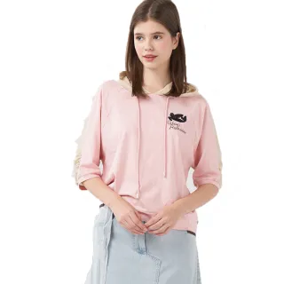 【Qiruo 奇若名品】春夏專櫃粉色連帽上衣8259A 休閒旅遊款 