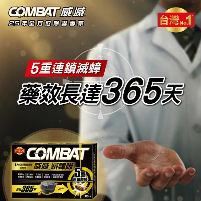 【Combat 威滅】滅蟑隊 超強誘食 1gx12入x3盒(除蟑螂藥-啤酒酵母)