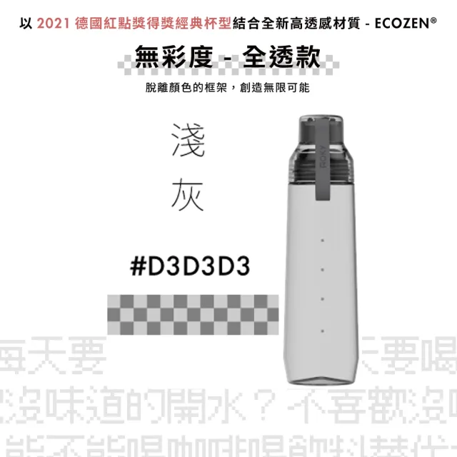 【WOKY 沃廚】Ecozen透明水瓶800ml-附彈跳吸管(運動水壺/冷泡瓶/外帶飲料杯)