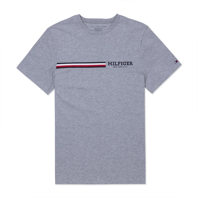 Tommy Hilfiger TOMMY 經典印刷大Logo圖案短袖T恤-灰色(平輸品)