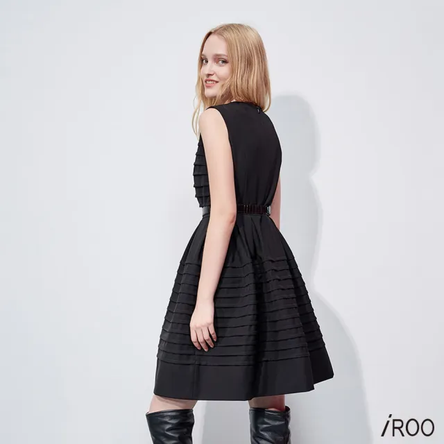 【iROO】復古線條中長版洋裝