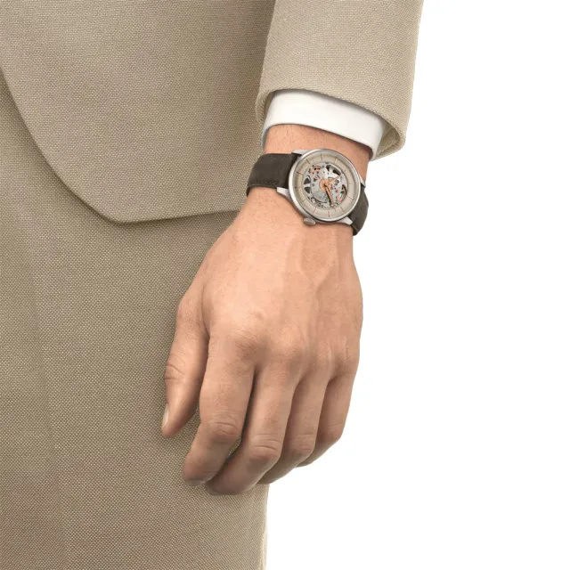 【TISSOT 天梭】杜魯爾 鏤空版80小時動力機械錶-39mm 錶 生日禮 送禮(T1398361626100)