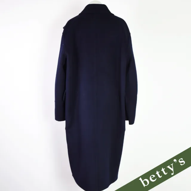 【betty’s 貝蒂思】毛呢牛角釦長版大衣(深藍)