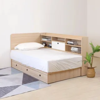 【WAKUHOME 瓦酷家具】Molly簡約韓系風三抽3.5尺床頭片型3件組-床頭片+床底+床邊櫃-B001-M303+M401+M402