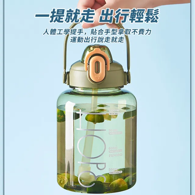 【Mass】大容量運動健身水壺 1500ml 吸管水壺 透明防摔水瓶 戶外便攜水瓶 太空杯