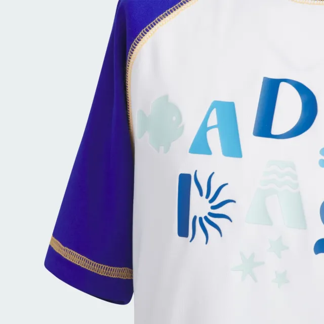 【adidas 愛迪達】抗UV 防曬運動套裝 短袖/短褲 童裝 IT1778