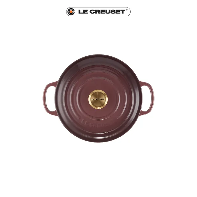 【Le Creuset】典藏琺瑯鑄鐵鍋圓鍋 20 cm(無花果-金頭)