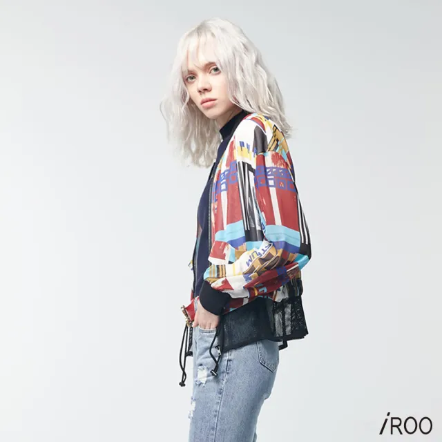 【iROO】印花抽繩外套