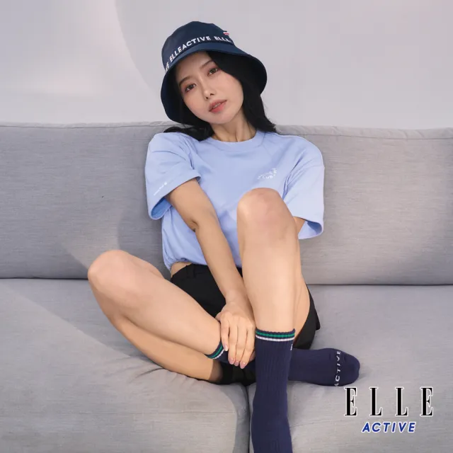 【ELLE ACTIVE】女款 短版短袖圓領T恤-藍色(EA24M2W1603#25)