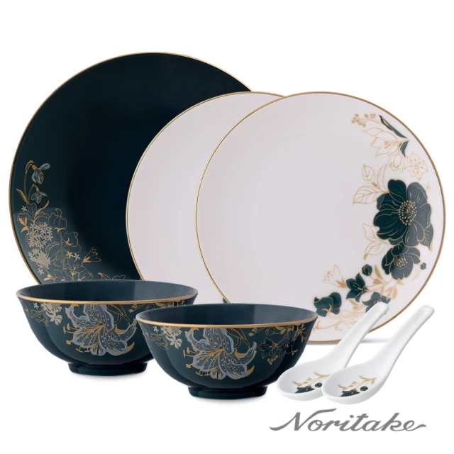 NORITAKE 金邊白瓷可微波系列-綺麗之境 豪華家庭7件組(新品上市)