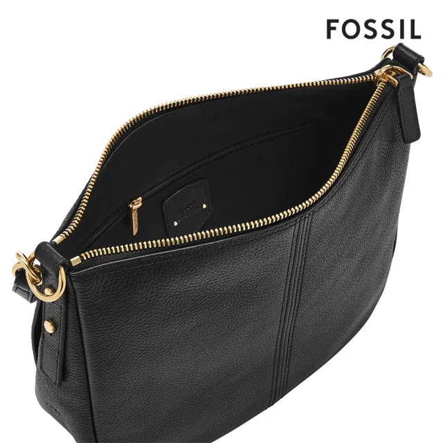 【FOSSIL】Jolie 黑色真皮新月斜背包 ZB7716001