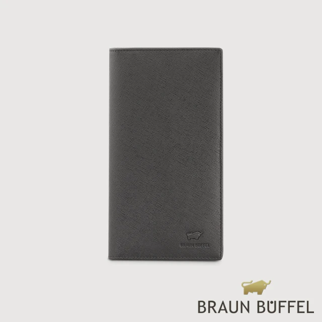 BRAUN BUFFEL 德國小金牛 台灣總代理 艾康-A 18卡兩折長夾-黑色(BF554-631-BK)