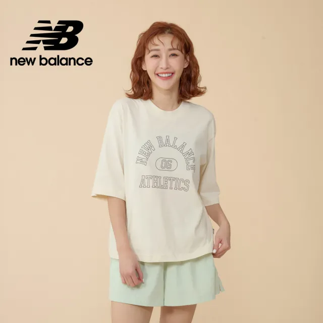 【NEW BALANCE】NB 棉質短袖上衣_女性_杏/綠色任選_WT43521LIN_WT43521NWG(美版 版型偏大)