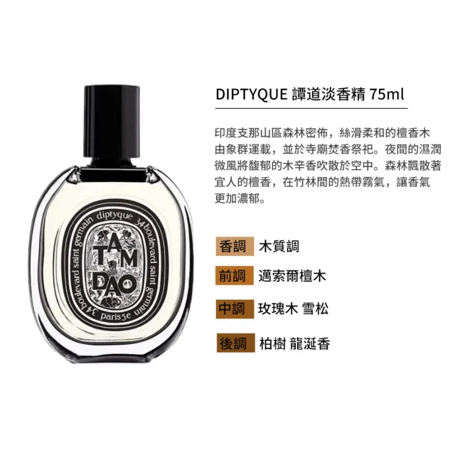 【Diptyque】淡香精 75ml(花都之水/爵夢/影中之水/青蕨/杜桑 多款任選/國際航空版)