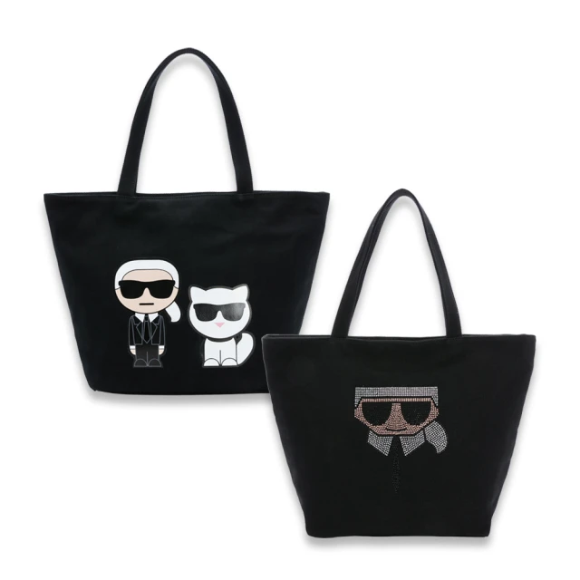 KARL LAGERFELD 卡爾 老佛爺帆布肩背托特包(多款任選)