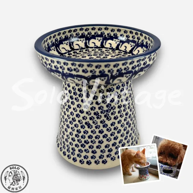 【SOLO 波蘭陶】波蘭製 Manufaktura 波蘭陶 14cm 寵物碗 高腳碗 貓咪/小型犬適用（其他規格）