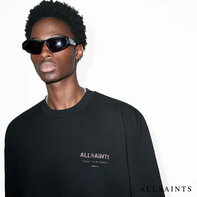 【ALLSAINTS】UNDERGROUND 純棉寬鬆LOGO東京地下搖滾短袖T恤-迷彩 M044PB(寬鬆版型)