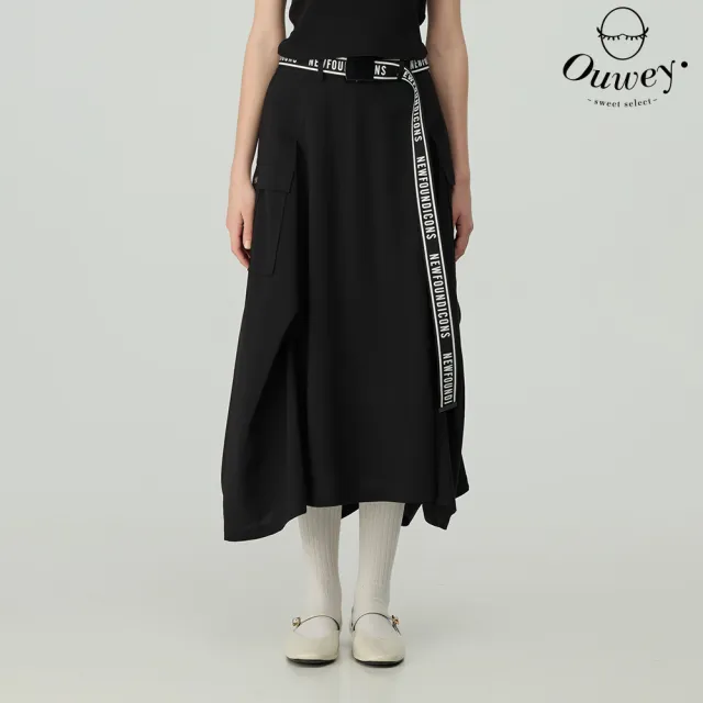 【OUWEY 歐薇】素色百變寬裙(黑色；S-XL；3243162319)
