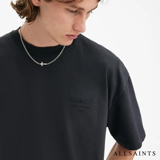 【ALLSAINTS】XANDER 純棉寬鬆LOGO短袖T恤-深灰 M006PB(寬鬆版型)