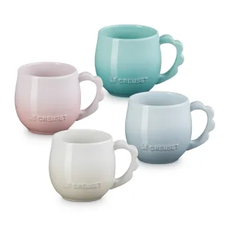 【Le Creuset】瓷器蕾絲花語系列馬克杯320ml(蛋白霜/銀灰藍/悠然綠/貝殼粉)