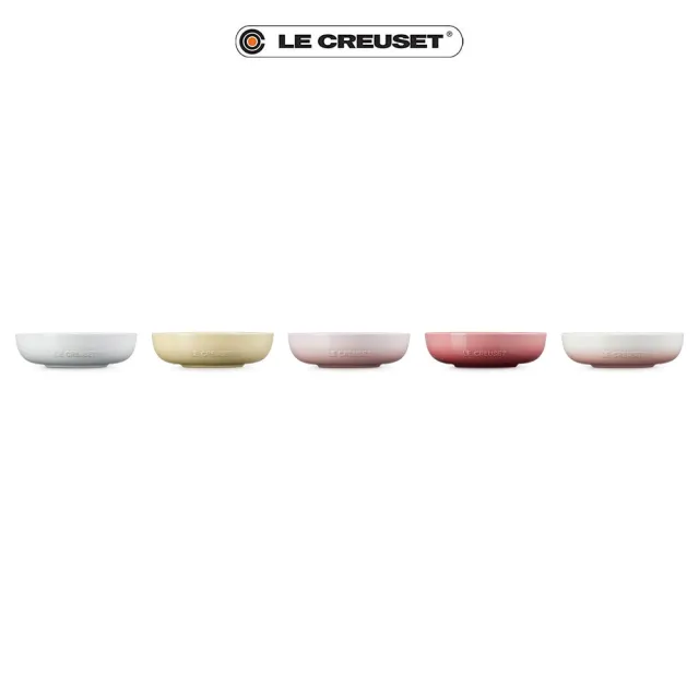 【Le Creuset】童話派對系列瓷器花蕾深盤18cm-5入(雪花白/奶油黃/貝殼粉/薔薇粉/淡粉紅)