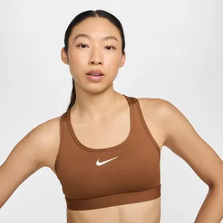 【NIKE 耐吉】運動內衣 女款 中度支撐 慢跑 瑜珈 訓練 AS W NK SWSH MED SPT BRA 咖啡 DX6822-281