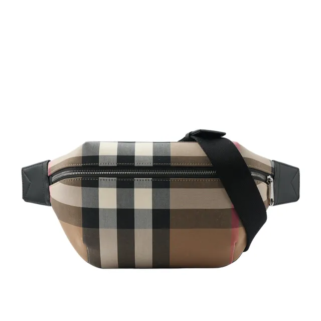 【BURBERRY 巴寶莉】經典格紋帆布 Sonny腰包(褐灰色/棕色)