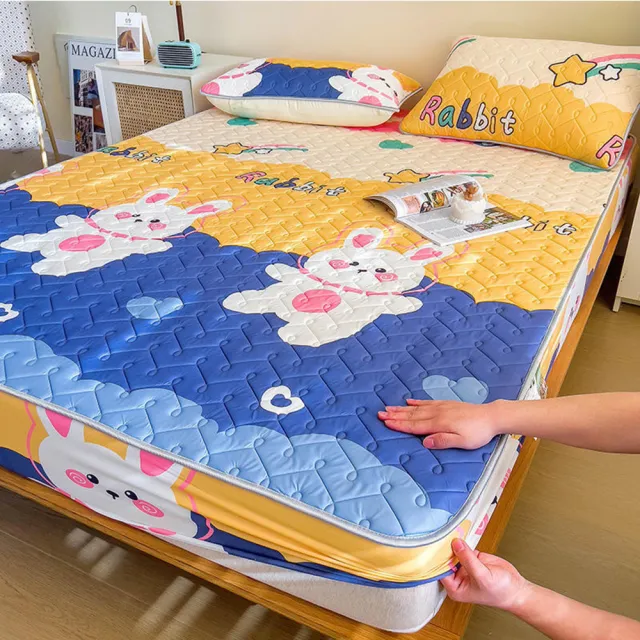 【TENGYUE】可水洗透氣冰絲乳膠床包-雙人加大180 附同款枕套(冰絲床包 涼墊 床罩 乳膠床笠 涼感床包)